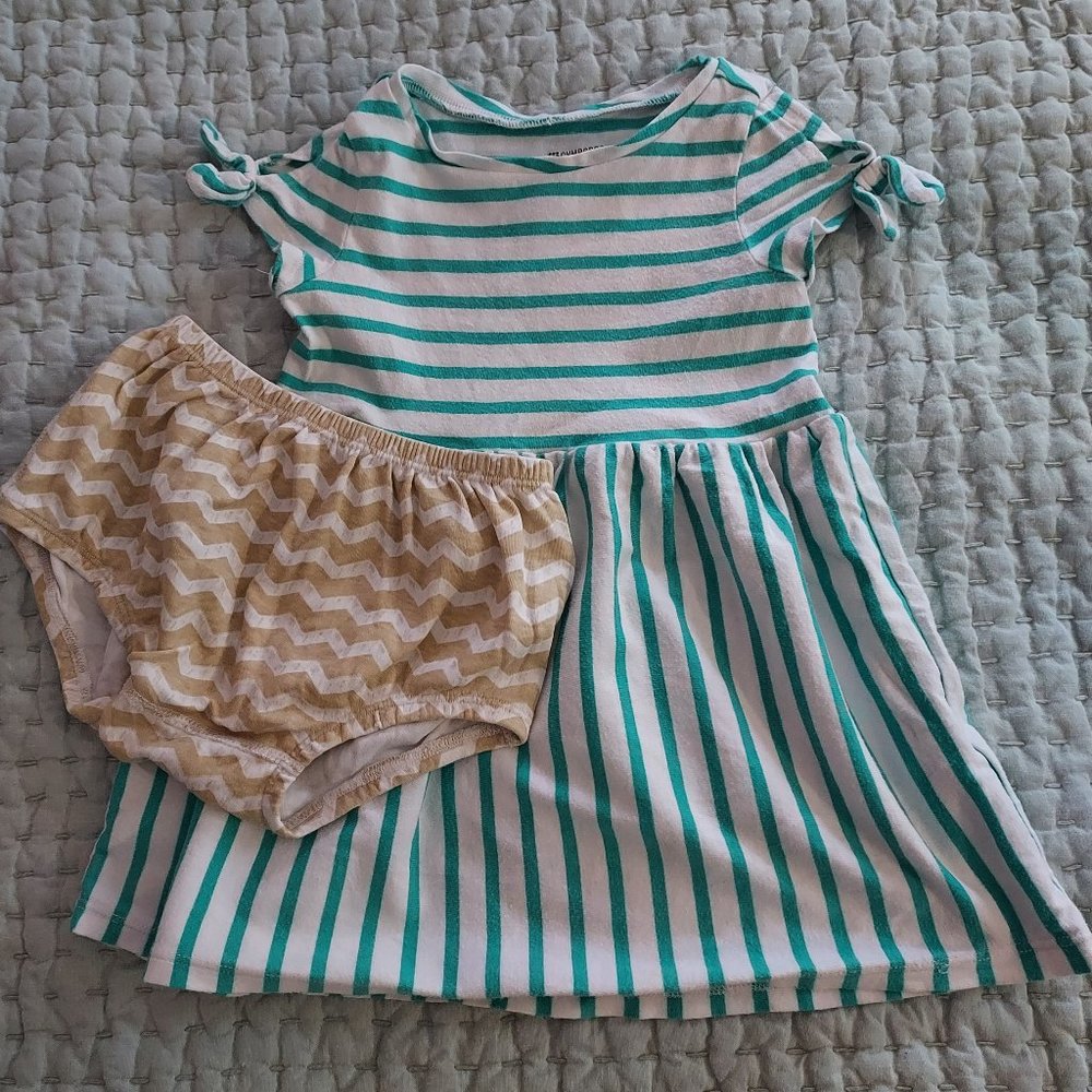 Girls Striped Gymboree Dress and BeeCotton Bloomers